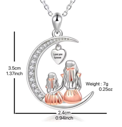 Collar con colgante de luna para madre e hija, collares de corazón Love You Forever, regalos de joyería para el día de la madre