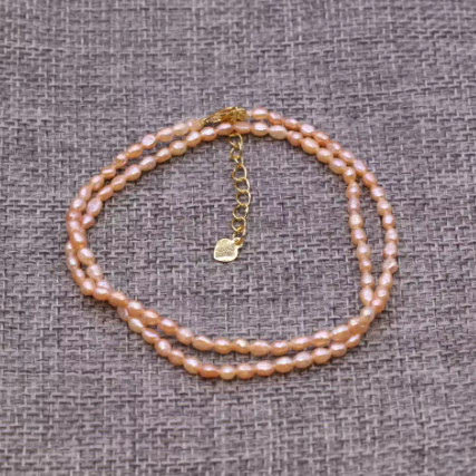 Collar de perlas naturales de agua dulce AA, joyería de perlas con forma de arroz para mujer, regalos de boda, gargantillas de cadena de cobre a la moda