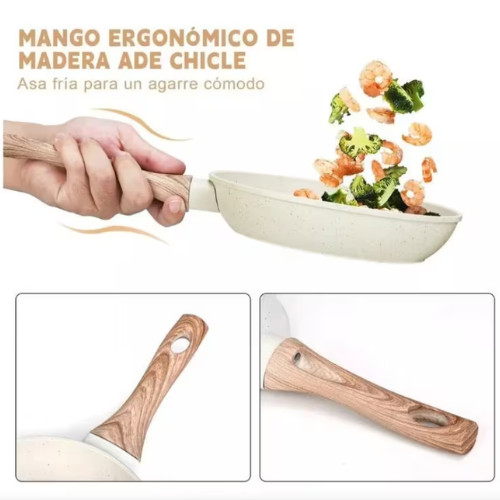 Conjunto de cocina, 3 sartenes, GRATIS 5 utensilios de cocina.