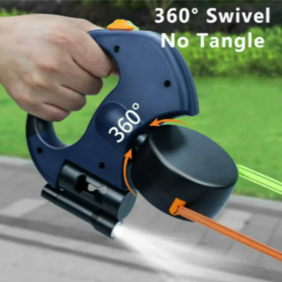 Correa retráctil automática para perros de doble punta, 3m, con linterna LED, caja de bolsas de basura, ruleta, cuerda de tracción doble de 360 grados, suministros para mascotas