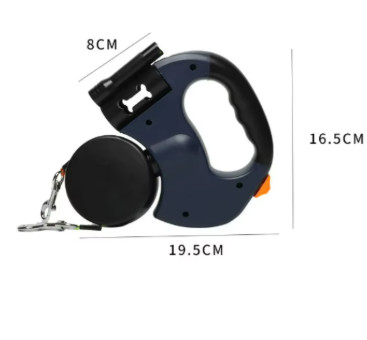 Correa retráctil automática para perros de doble punta, 3m, con linterna LED, caja de bolsas de basura, ruleta, cuerda de tracción doble de 360 grados, suministros para mascotas