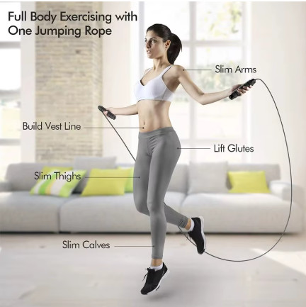Cuerda de saltar de alambre de velocidad sin enredos ajustable con rodamientos de bolas, entrenamiento con mangos de espuma para entrenamiento físico en casa y cuerpo delgado