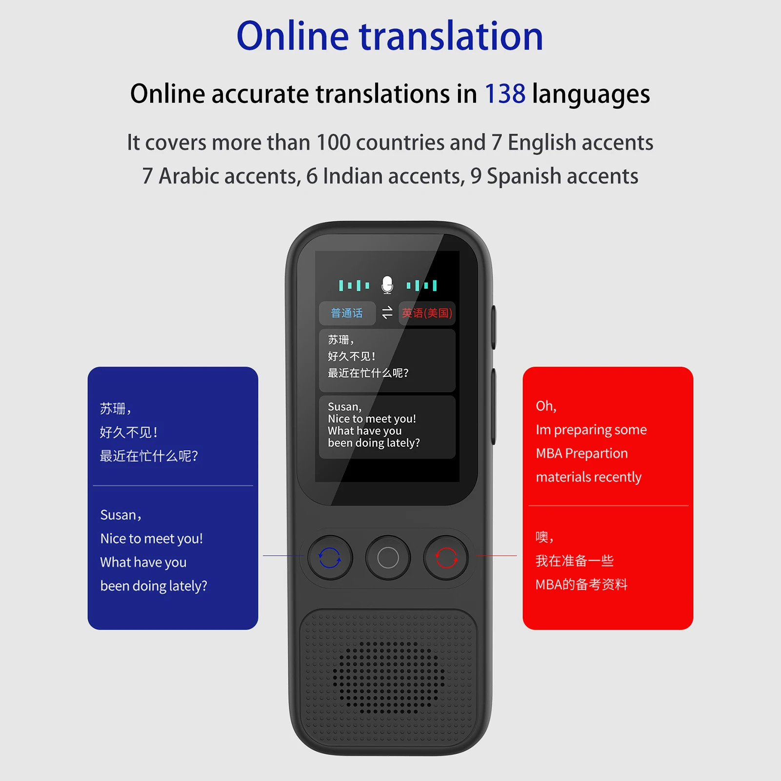 Dispositivo de Traducción de Idiomas AI Translator S80 con 138 Idiomas, Traducción por Voz, 17 Idiomas sin Conexión, Interpretación Simultánea