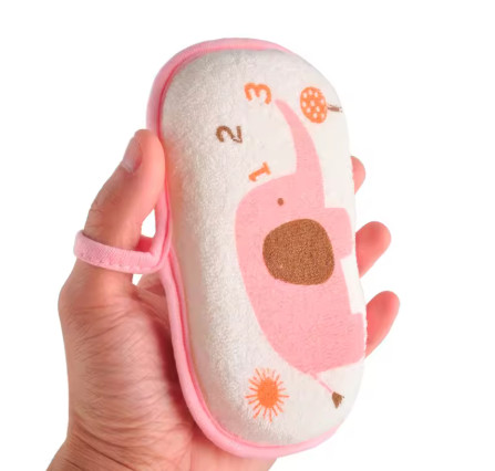 Esponja de baño de ducha de algodón para niños, toalla de baño de elefante de dibujos animados para frotar, cepillos de baño para recién nacidos, esponja suave