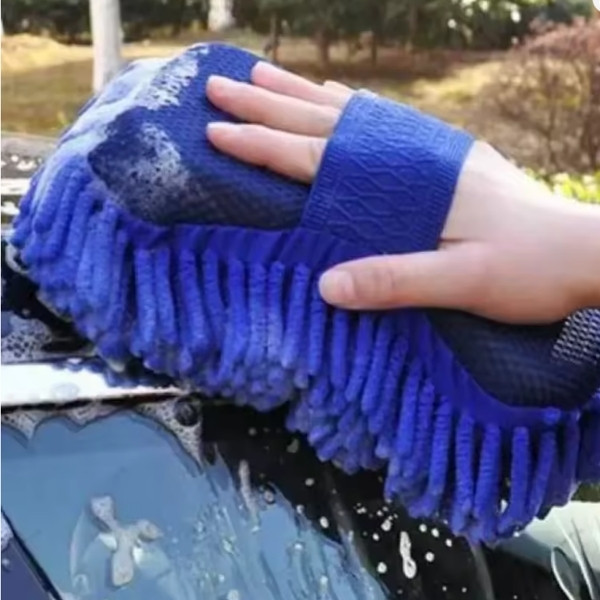 Esponja para lavado de coches de chenilla de microfibra azul