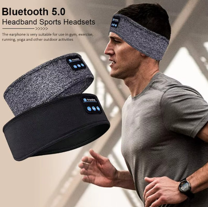 Fone-Auriculares deportivos inalámbricos con Bluetooth, diadema elástica para dormir, máscara de ojos para música