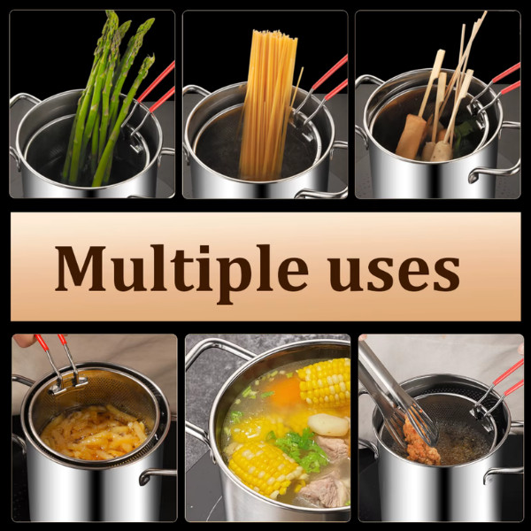 Freidora de acero inoxidable con cesta y tapa, olla para freír, pollo frito, herramientas de cocina, Grado Alimenticio