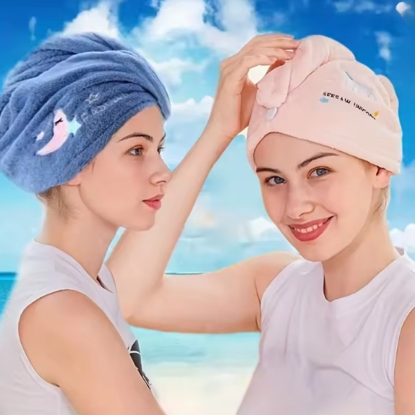 Gorro de secado rápido para el cabello para mujer y niña, superabsorbente toalla suave para la cabeza, 1 unidad