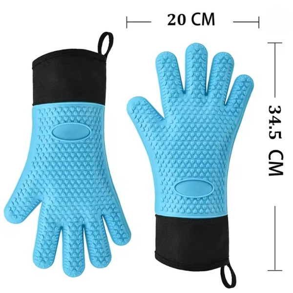 Guantes de horno de doble capa, guantes para hornear resistentes al calor con silicona y algodón