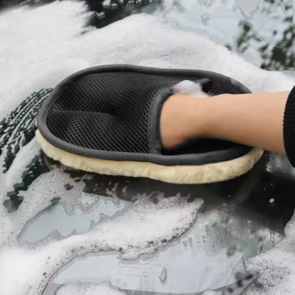 Guantes suaves de lana para lavado de coche, cepillo de limpieza de felpa