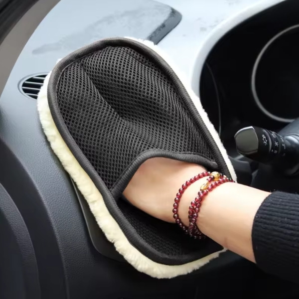 Guantes suaves de lana para lavado de coche, cepillo de limpieza de felpa