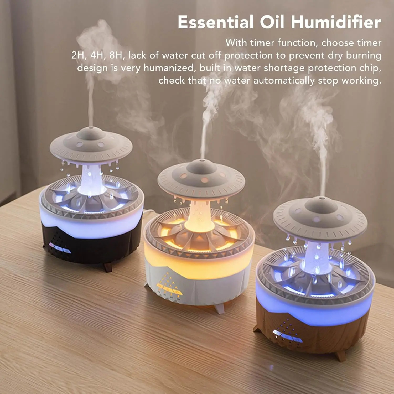 Humidificador Relajante de Lluvia con Goteo de Agua