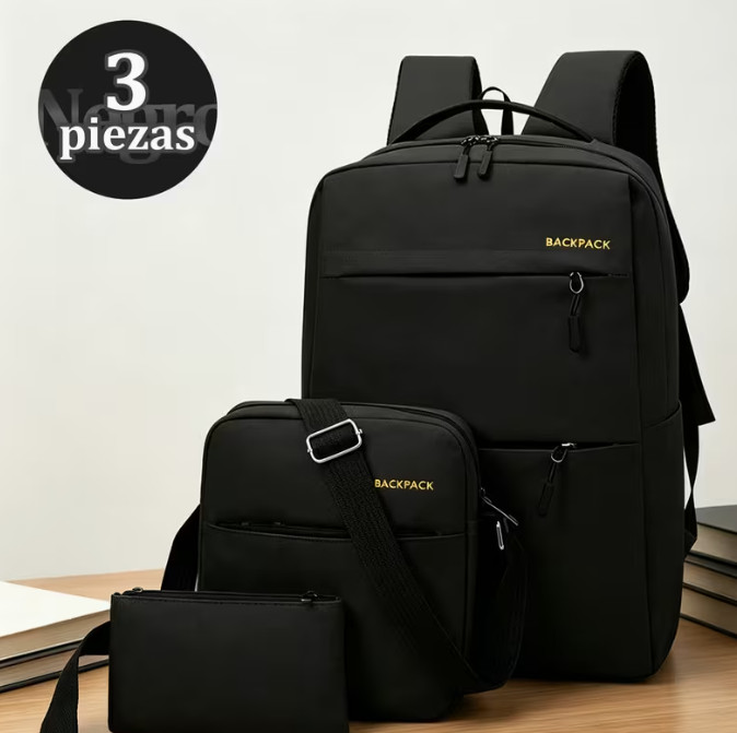 Juego de 3 piezas, mochila de viaje de gran capacidad para portátil de 15.6 pulgadas, resistente, impermeable y duradera, con un compartimento protector para el portátil, unisex, b