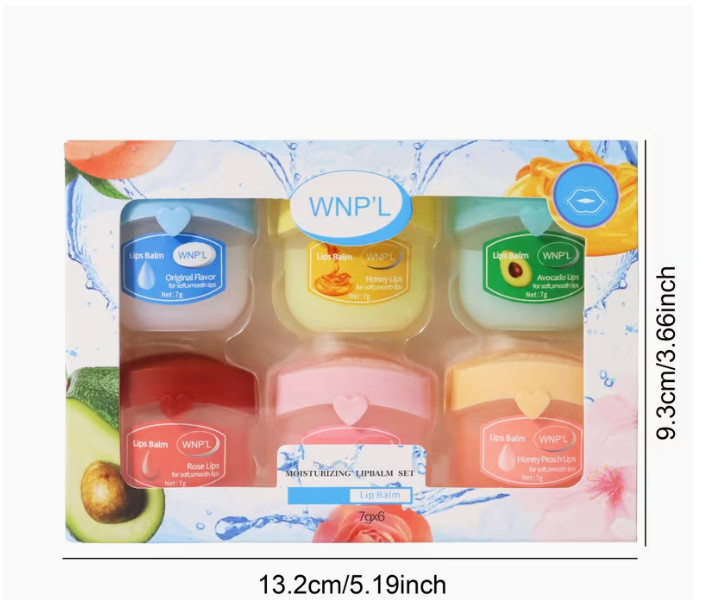 Juego de 6 pinceles labiales, 6 sabores frutales, brillo labial, lápiz labial incoloro, regalos para fiestas, regalos navideños para hombres y mujeres, máscara hidratante y nutriti