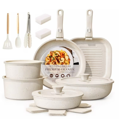 Juego de batería De Cocina 22 pz,, Juego De Sartenes Utensilios Antiadherente