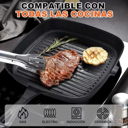 Juego de sartenes antiadherentes de hierro fundido 5 PZ CON 3 UTENSILIOS DE COCINA GRATIS D