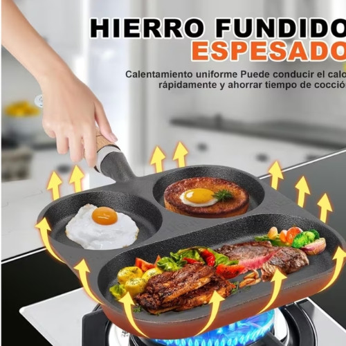 Juego de sartenes antiadherentes de hierro fundido 5 PZ CON 3 UTENSILIOS DE COCINA GRATIS D