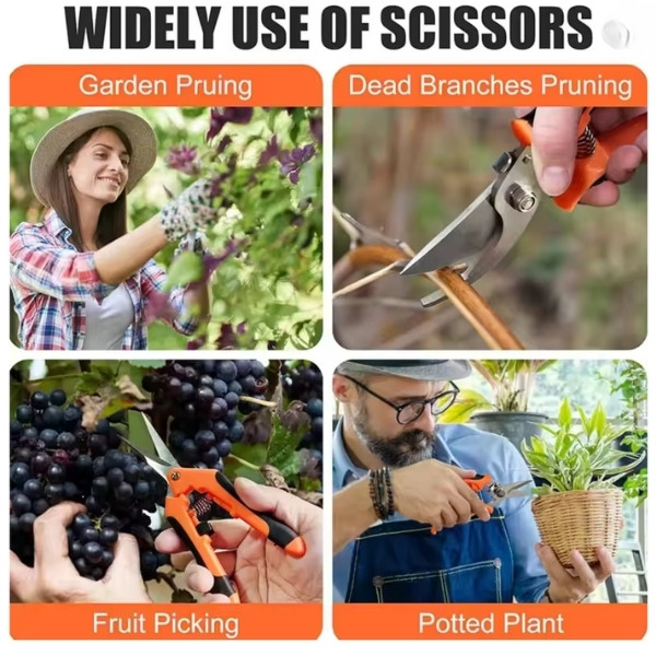 Juego de tijeras de jardinería de 3 uds, mangos ergonómicos antideslizantes, tijeras de podar con cerradura de seguridad, juego de jardinería para principiantes