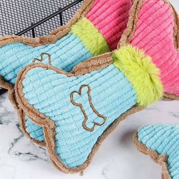 Juguete para masticar para perros de peluche con huesos para cachorros de razas pequeñas y medianas