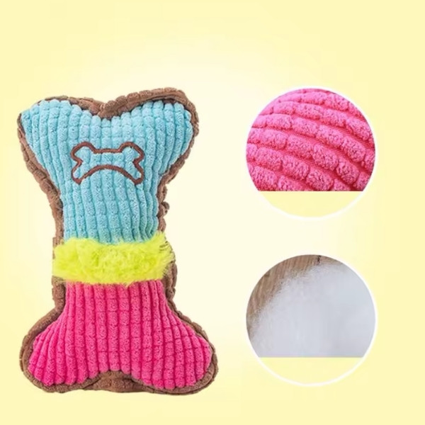 Juguete para masticar para perros de peluche con huesos para cachorros de razas pequeñas y medianas