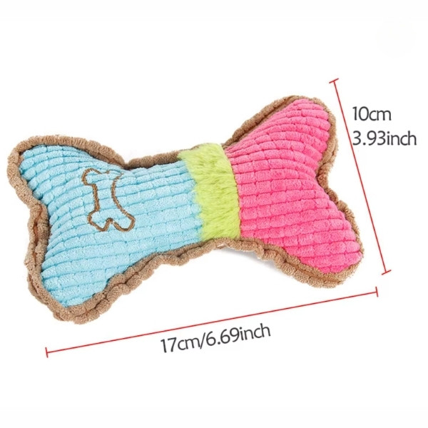Juguete para masticar para perros de peluche con huesos para cachorros de razas pequeñas y medianas