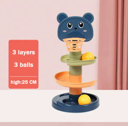 Juguetes Montessori para bebés, torre de pila de bola rodante, juguete educativo temprano para bebés, pista giratoria, regalo para bebés, juguete de apilamiento para niños