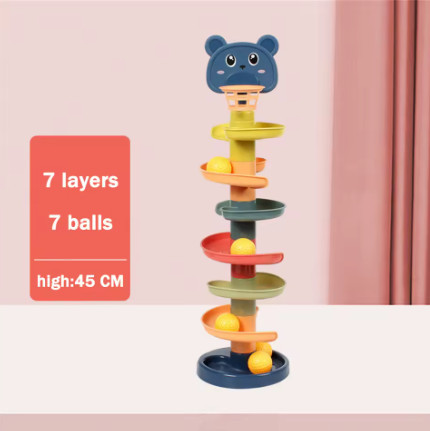 Juguetes Montessori para bebés, torre de pila de bola rodante, juguete educativo temprano para bebés, pista giratoria, regalo para bebés, juguete de apilamiento para niños
