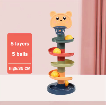 Juguetes Montessori para bebés, torre de pila de bola rodante, juguete educativo temprano para bebés, pista giratoria, regalo para bebés, juguete de apilamiento para niños