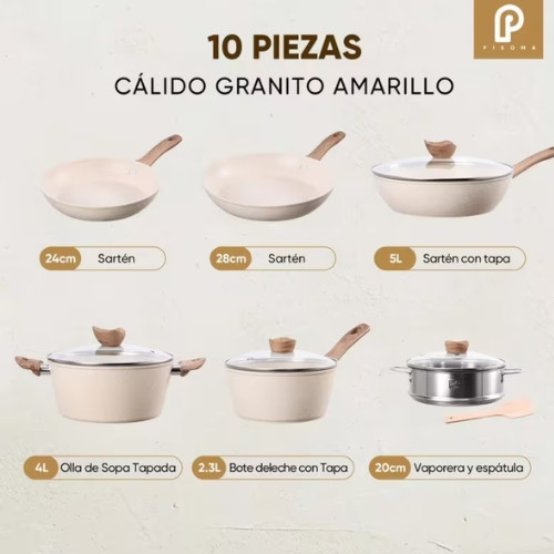 Kit Batería De Cocina Antiadherente Ollas 10 Piezas