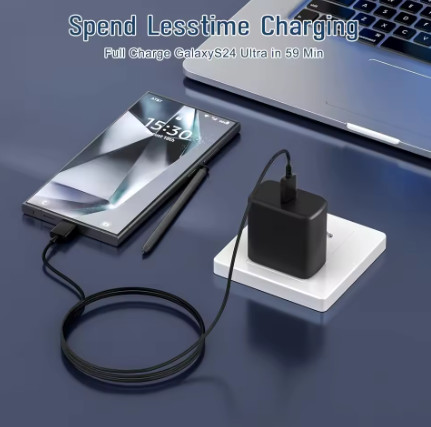 Kit Completo de Carga Rápida de 45W: Cargador de Pared USB C con Cable de 2 Metros para Samsung S24/ S23 Ultra Series y Tab S9/ S8