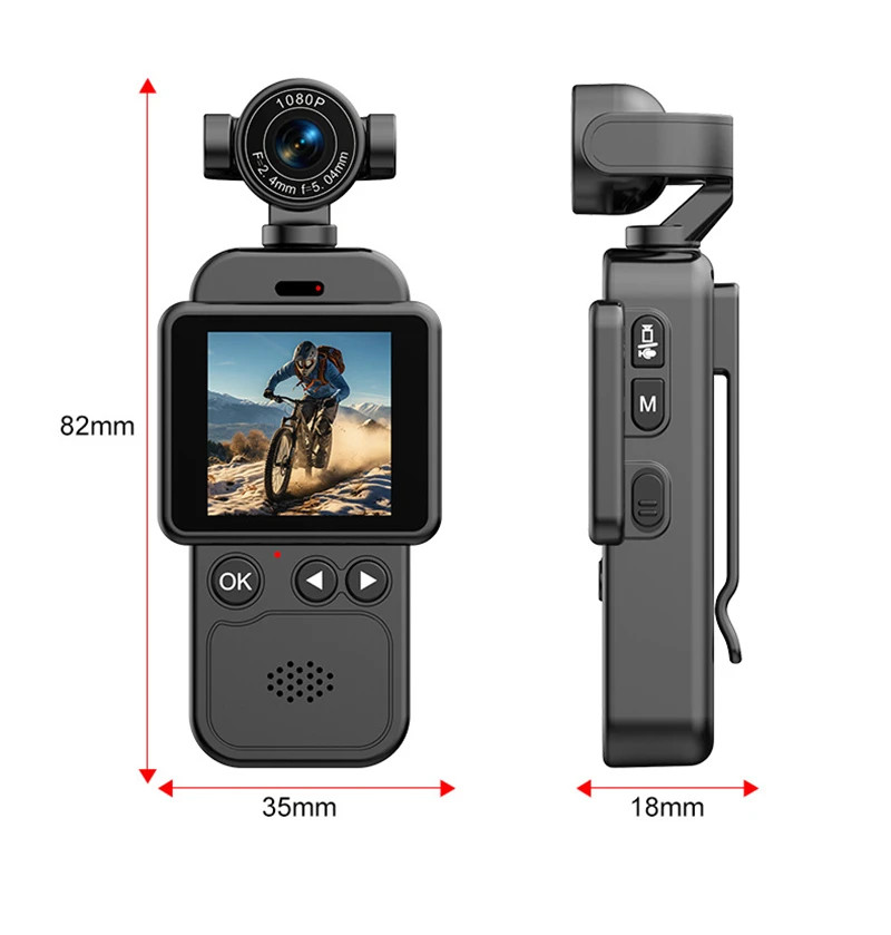 Lenovo 360 ° Cámara de acción portátil con soporte para el pecho, 1080P HD, antivibración, WiFi, batería de larga duración, grabación de vista completa para ciclismo