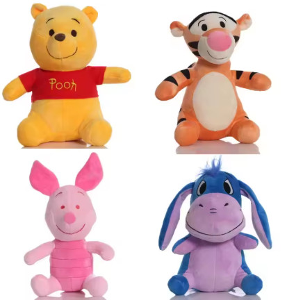 Lindo oso de dibujos animados burro Tigger Piglet cerdo muñeco de peluche cómodo muñeco de trapo sentado pequeño tigre juguete para niños