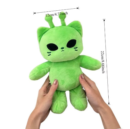 Lindo Peluche de Gato Alienígena, Gatito Verde, Muñeco de Peluche Suave, Kawaii, Anime, Almohada de Peluche, Decoración para el Hogar, Regalos para Parejas y Amigos