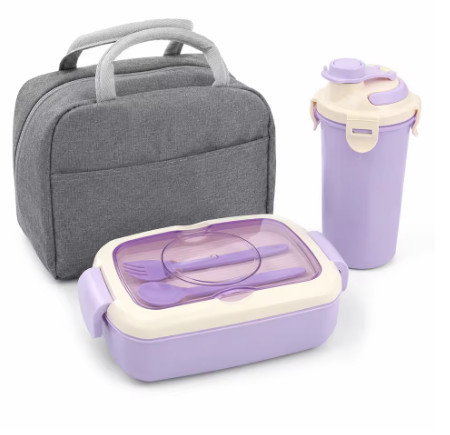 Lonchera bolsa Lunch Box Topper Bento Fiambrera Cubiertos Cuchara Tenedo Plástico 3 Compartimentos Almacenamiento Alimentos Cocina Colores frascos tupper hermetico