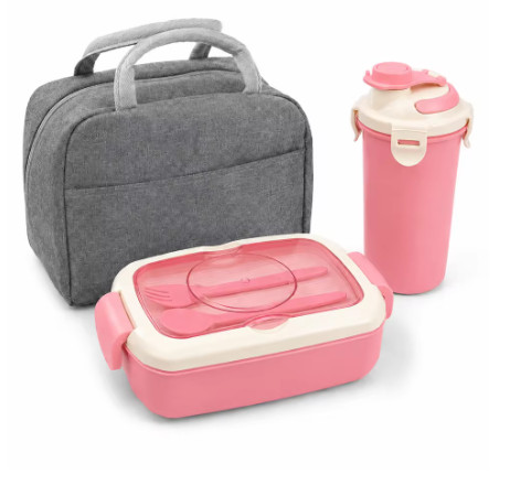 Lonchera bolsa Lunch Box Topper Bento Fiambrera Cubiertos Cuchara Tenedo Plástico 3 Compartimentos Almacenamiento Alimentos Cocina Colores frascos tupper hermetico