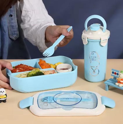 Lonchera bolsa Lunch Box Topper Bento Fiambrera Cubiertos Cuchara Tenedo Plástico 3 Compartimentos Almacenamiento Alimentos Cocina Colores frascos tupper hermetico