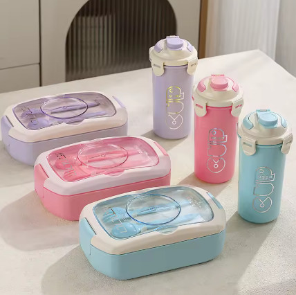 Lonchera bolsa Lunch Box Topper Bento Fiambrera Cubiertos Cuchara Tenedo Plástico 3 Compartimentos Almacenamiento Alimentos Cocina Colores frascos tupper hermetico