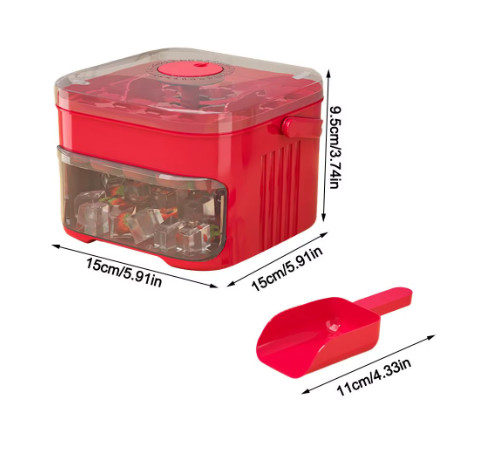 Máquina de hielo de 50 cubos con tapa de fácil prensa, máquina para hacer cubitos de hielo de doble capa, refrigerador, caja de hielo para almacenamiento de hielo para el hogar