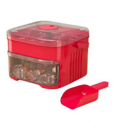 Máquina de hielo de 50 cubos con tapa de fácil prensa, máquina para hacer cubitos de hielo de doble capa, refrigerador, caja de hielo para almacenamiento de hielo para el hogar