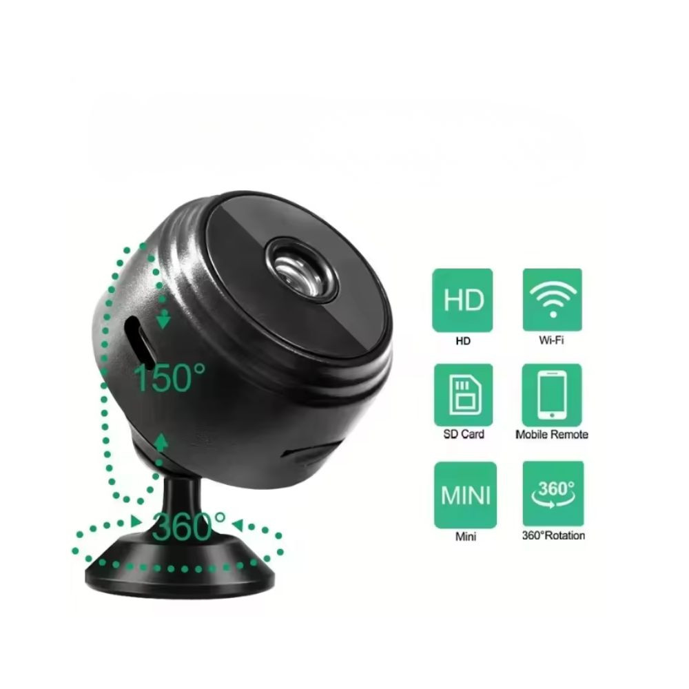 Mini Cámara WiFi HD 1080P con Visión Nocturna Inalámbrica, Imán Integrado, Almacenamiento, Visualización Remota a través del Teléfono, Cámara de Seguridad para el Hogar, Bebés, Mas