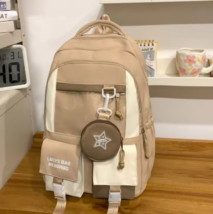 Mochila de gran capacidad, material de nailon ligero y duradero para niñas de secundaria y preparatoria, bolso de hombro resi...