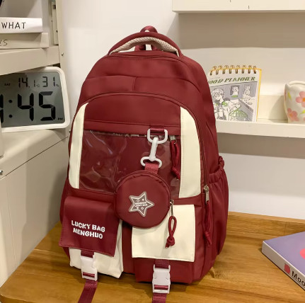 Mochila de gran capacidad, material de nailon ligero y duradero para niñas de secundaria y preparatoria, bolso de hombro resi...