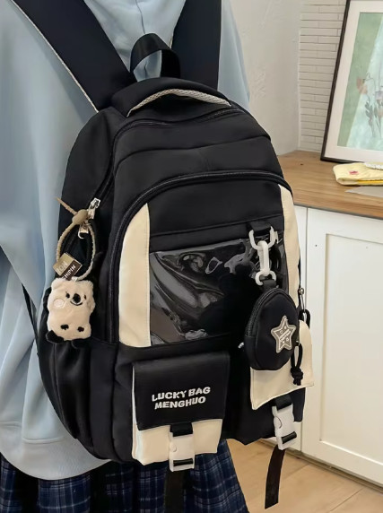 Mochila de gran capacidad, material de nailon ligero y duradero para niñas de secundaria y preparatoria, bolso de hombro resi...