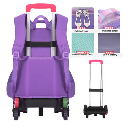 Mochila escolar con ruedas para niños, juego de 3 piezas, incluye lonchera térmica y estuche.