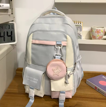 Mochila escolar de gran capacidad para niñas de primaria y secundaria, impermeable, ligera, de doble asa, que alivia la presión.