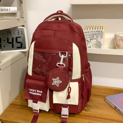 Mochila escolar de gran capacidad para niñas de primaria y secundaria, impermeable, ligera, de doble asa, que alivia la presión.