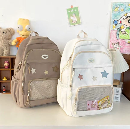 Mochila transparente de estrella estética japonesa Y2k para mujeres y estudiantes, mochila escolar informal de estrella Kawaii para niñas, mochilas Preppy de alta capacidad