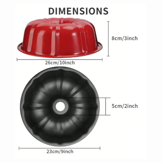 Molde Rojo Para Rosca, Pasteles. Antiadherente Para Hornear 26 cm