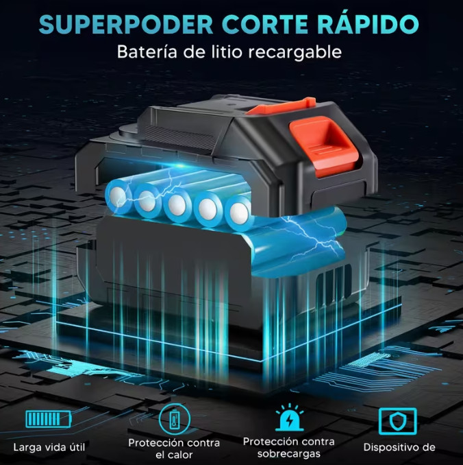 Motosierra eléctrica mini sin cable de 20V (Negro), 2 cadenas y guantes, motosierra eléctrica mini portátil de 6 pulgadas; Motosierra eléctrica