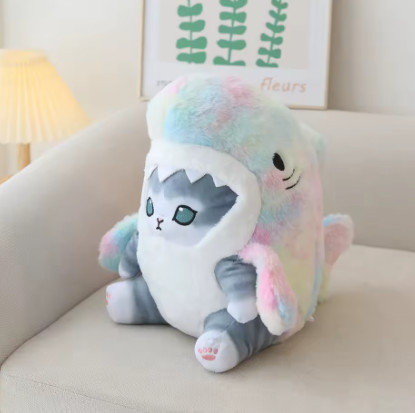 Muñeco de Peluche de tiburón y gato para bebé, Animal de Peluche suave de dibujos animados, lindo regalo de cumpleaños y Navidad para niños